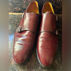 Canali italy Leather double Monk Strap Cap Toe Shoe retail $545 10.5